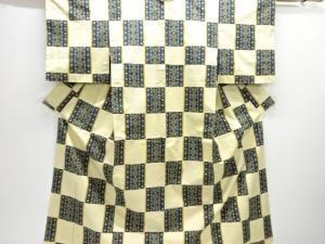 幾何学模様織り出し手織り紬着物